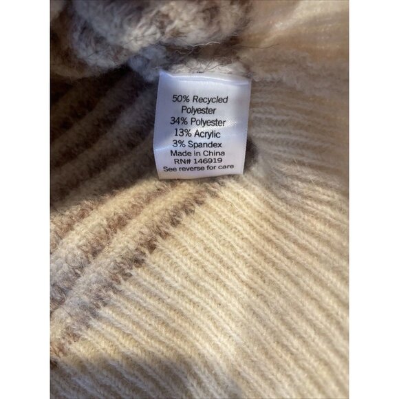 Lauren Conrad Cream Striped Ruffled Pull Over‎ Sweater Women’s XXL Beige NWT $50 - Picture 2 of 5
